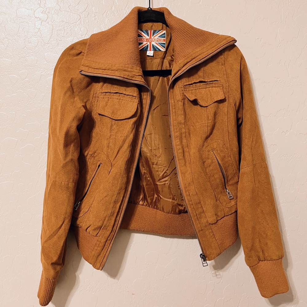 Miss London faux leather cropped jacket